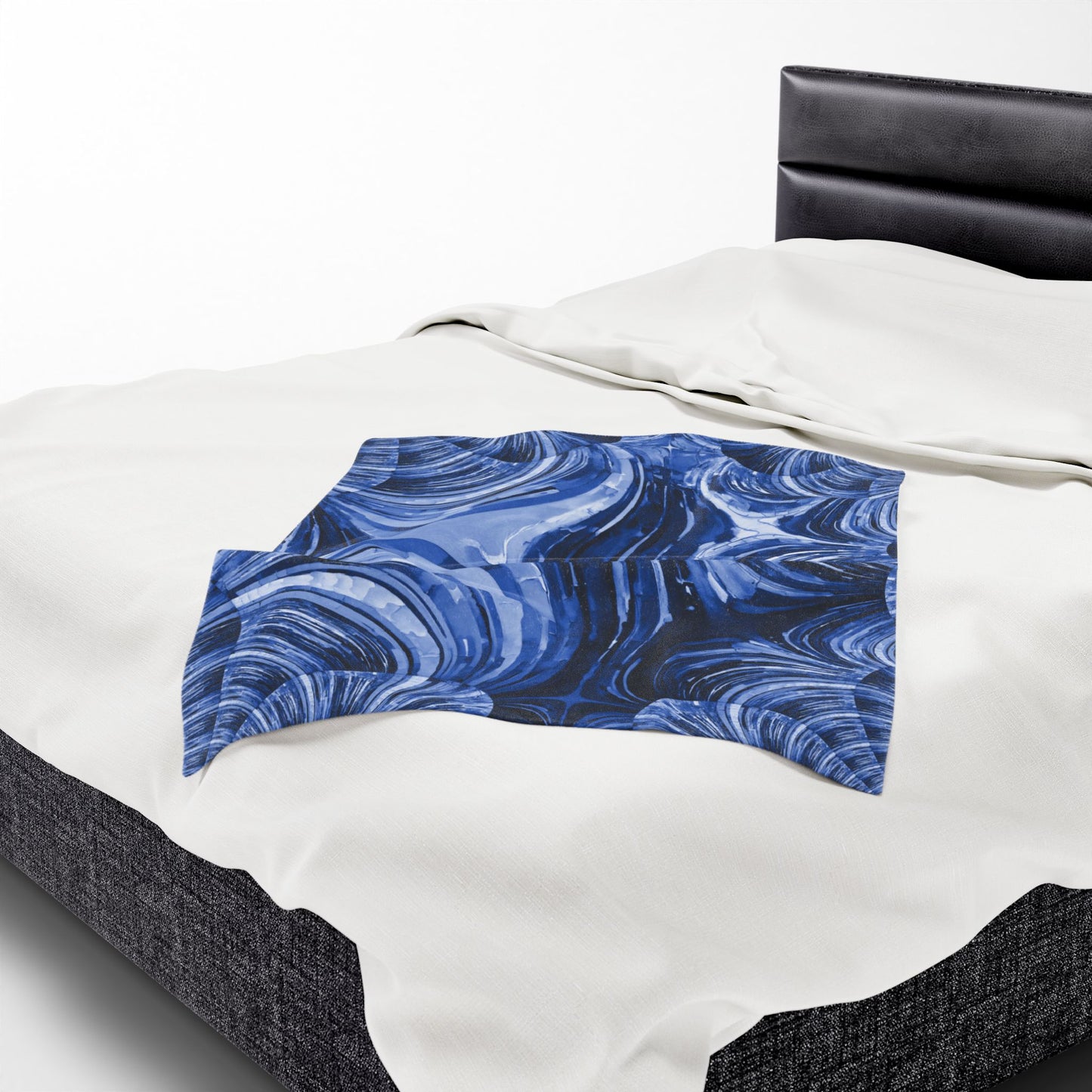 Uzi Spiral Deep Blue Velveteen Plush Blanket, 30" x 40"
