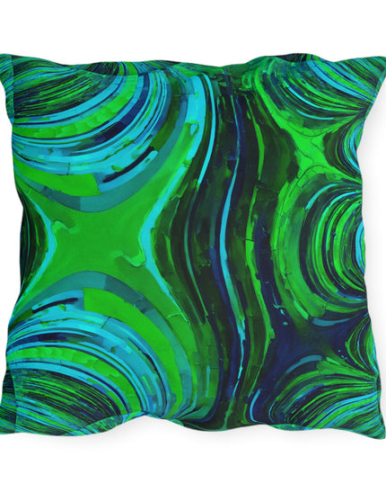 Uzi Spiral Blue Green 20" x 20" Outdoor Pillow