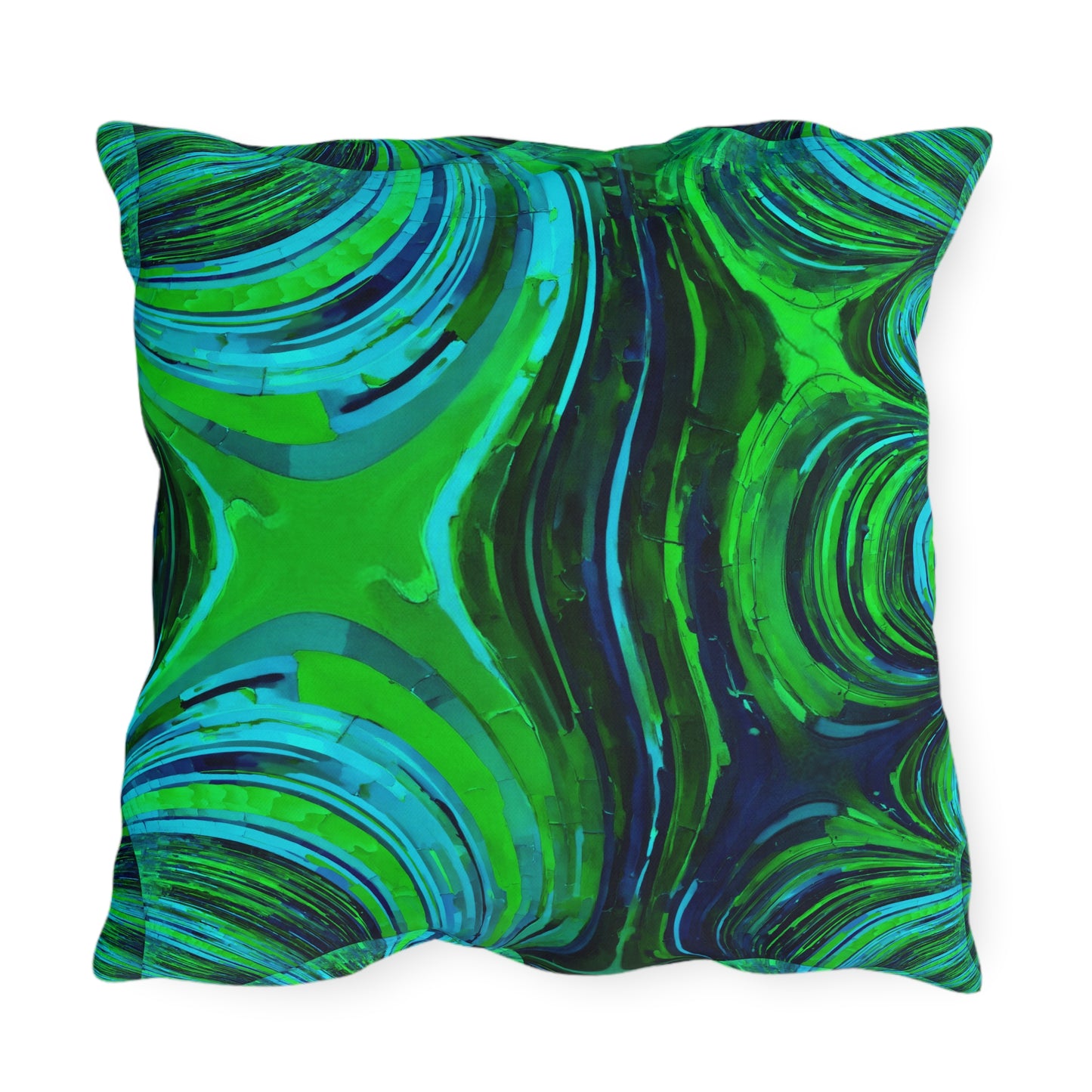 Uzi Spiral Blue Green 20" x 20" Outdoor Pillow