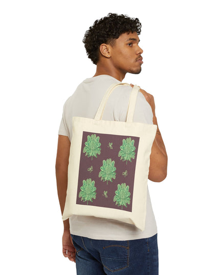 Mint Green Floral Butterflies Cotton Canvas Tote Bag