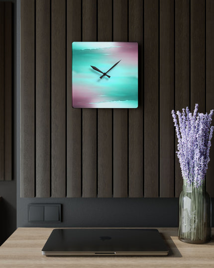 Green Sea Lavender Fog Acrylic Wall Clock, Round or Square, 10.75" x 10.75"