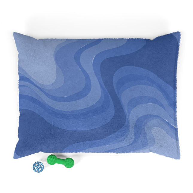 Deep Blue Wavey 40" × 30" Pet Bed