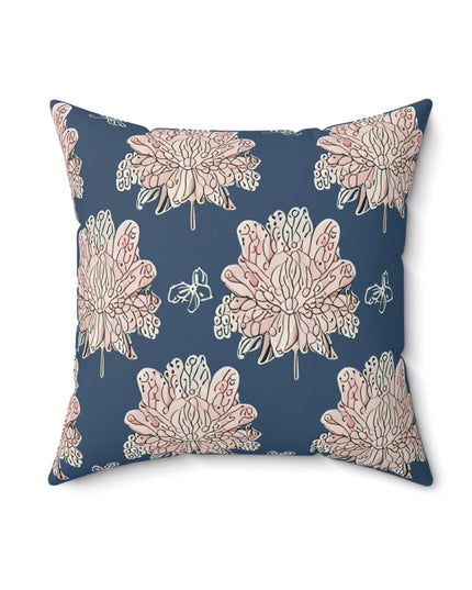 Rose White Floral Butterflies 18" x 18" Faux Suede Square Pillow