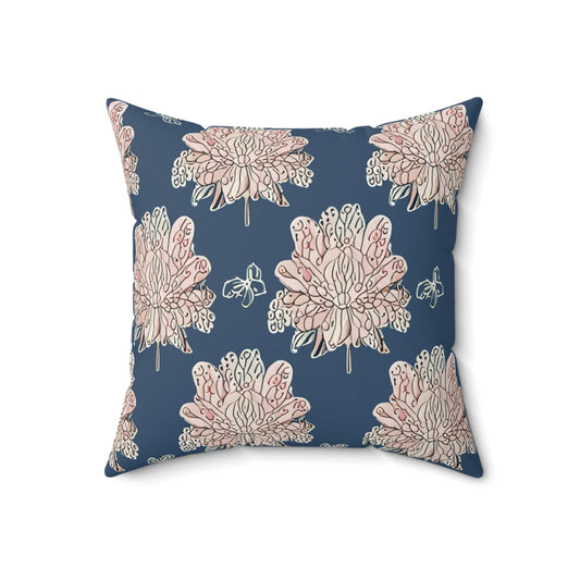 Rose White Floral Butterflies 18" x 18" Faux Suede Square Pillow