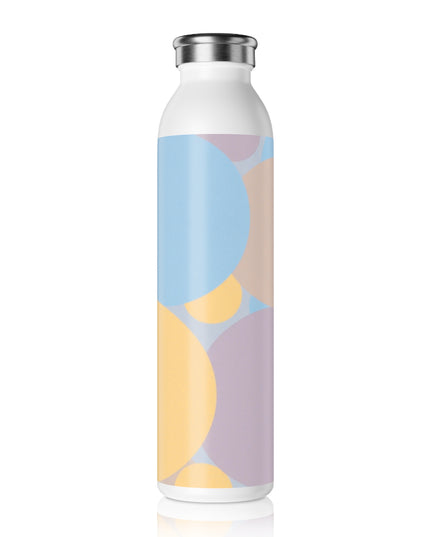 Pastel Baby Blue and Peach Patches Slim Water Bottle, 20 oz White