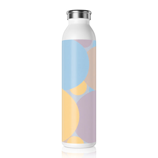Pastel Baby Blue and Peach Patches Slim Water Bottle, 20 oz White