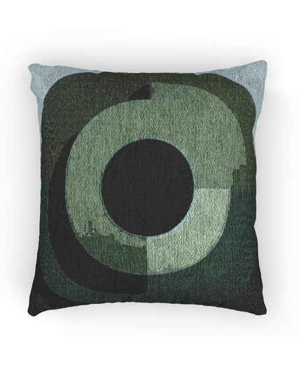 Green Eyepiece Woven Pillow, 17" x 18"