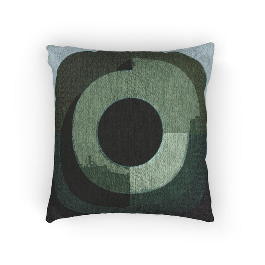 Green Eyepiece Woven Pillow, 17" x 18"