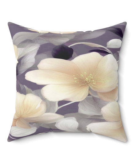 White Blush Floral Bunch Faux Suede Square Pillow, 20" x 20"