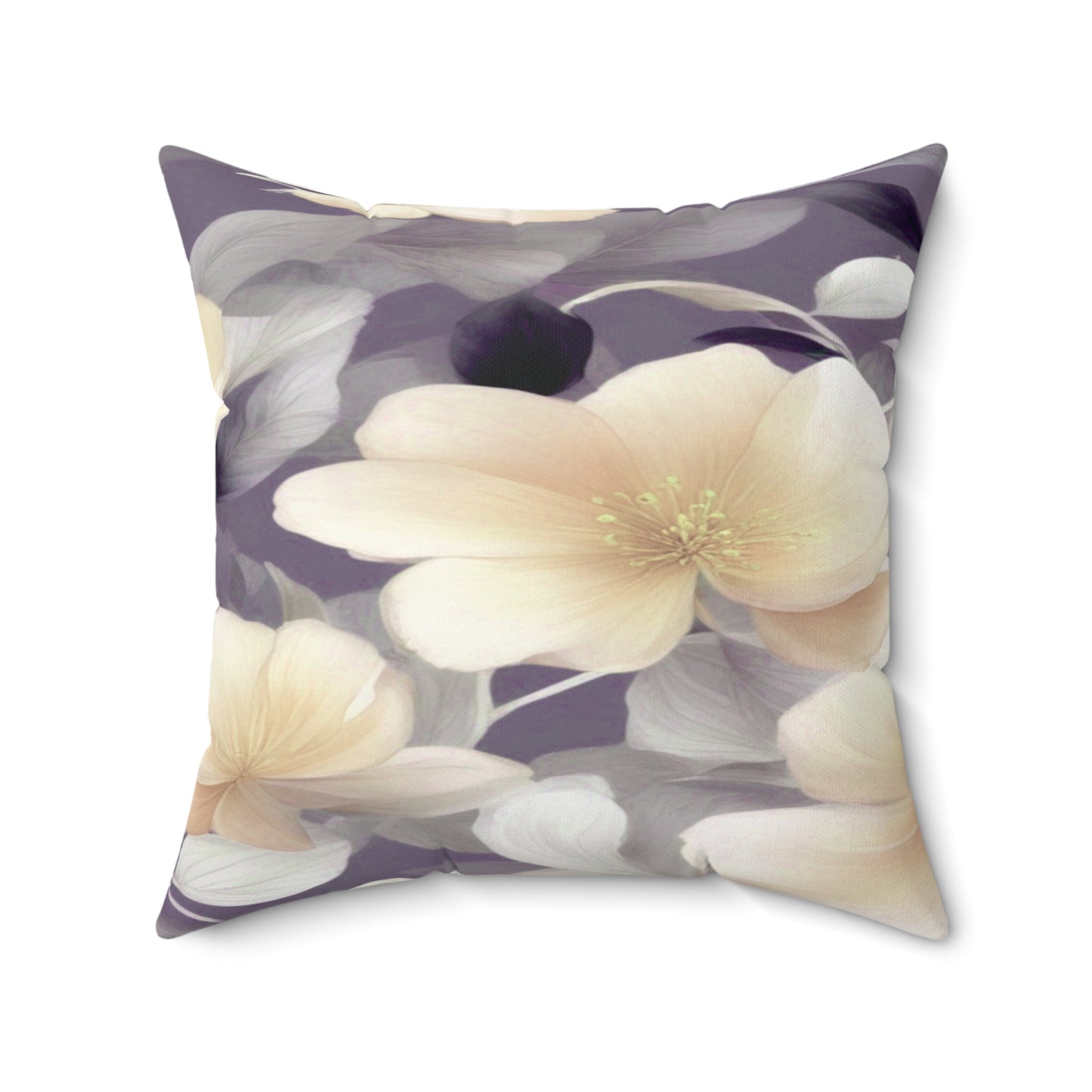 White Blush Floral Bunch Faux Suede Square Pillow, 20" x 20"