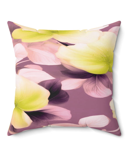 Lemon Blossom Floral Bunch Faux Suede Square Pillow, 20" x 20"