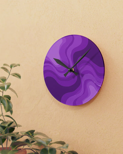 Wavey Purple Wavey 8" x 8" Round Acrylic Wall Clock