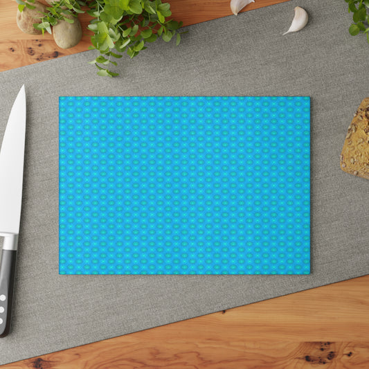 Light Blue Star-crossed Bodies Glass Cutting Board,  8" x 11"