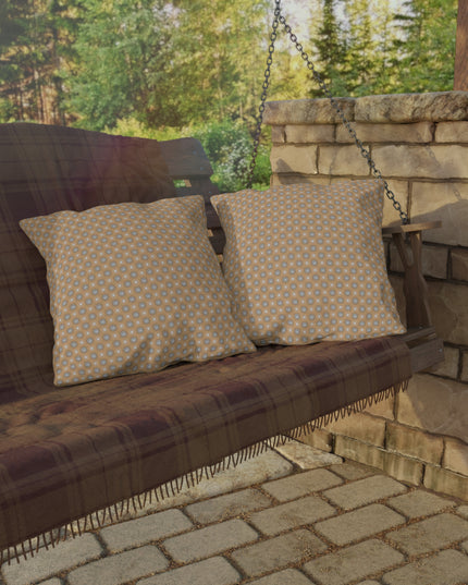 Tan Sunset Star-crossed Bodies 20" x 20" Outdoor Pillows