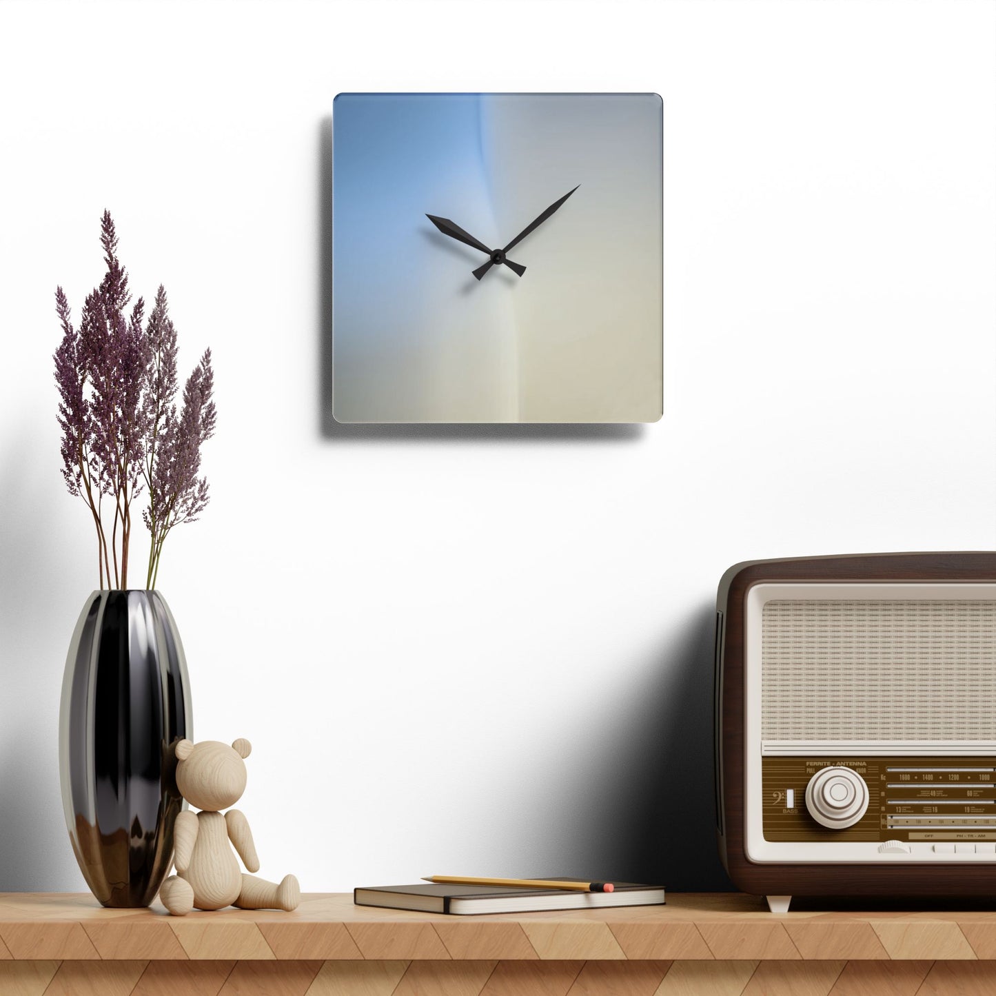 Cobalt Fade Acrylic Wall Clock, Round or Square, 10.75" x 10.75"