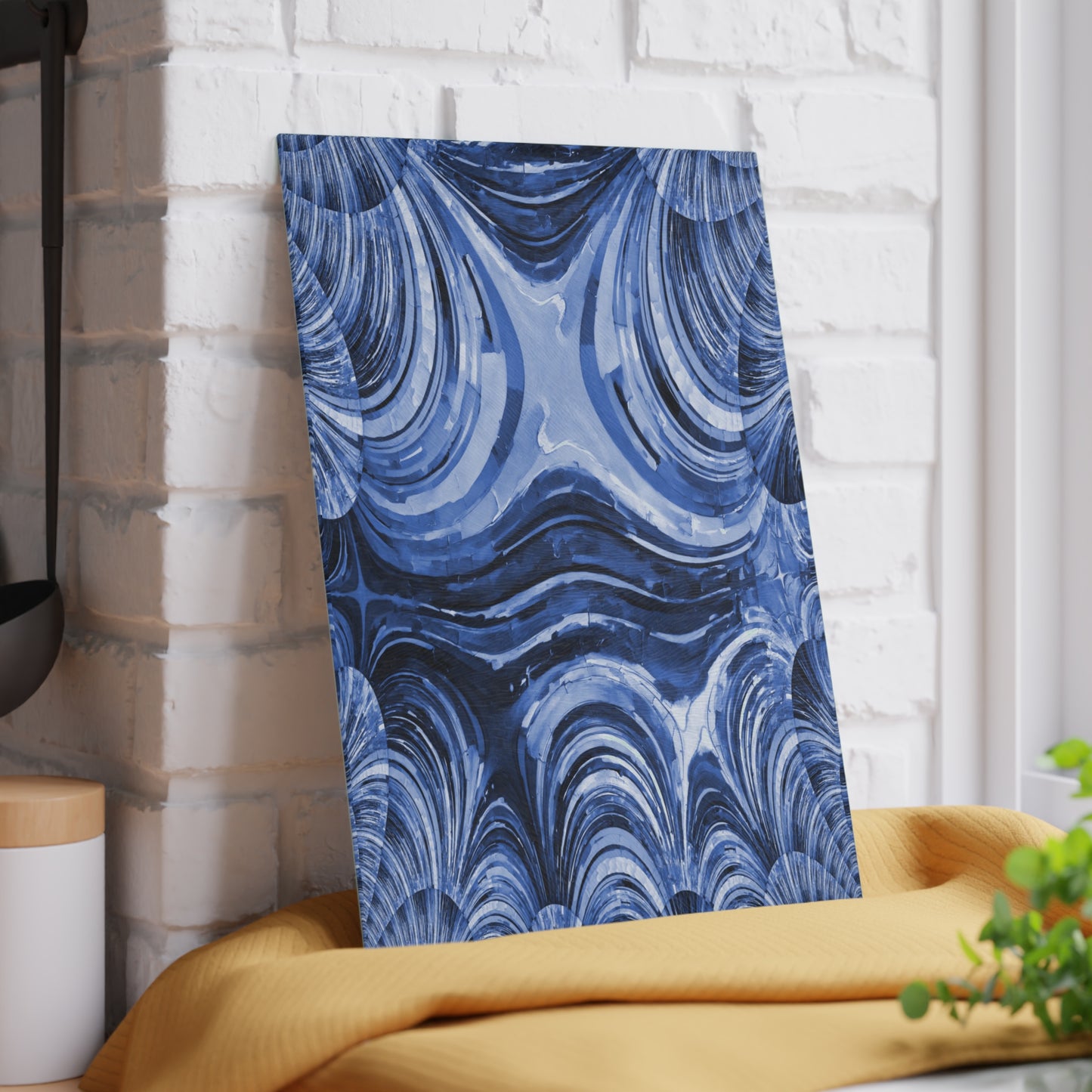 Uzi Spiral Deep Blue Pastel 8" x 11" Glass Cutting Board