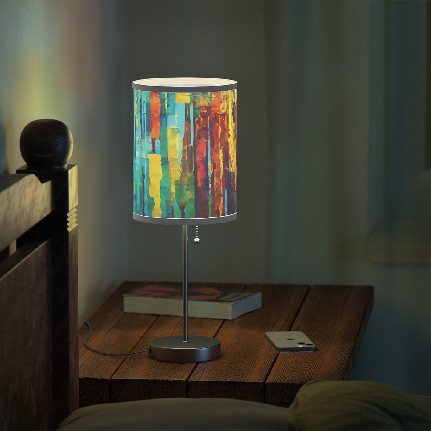 Striped Alpha Table Lamp on a White or Silver Stand, US|CA plug