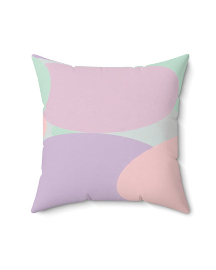 Pastel Peach and Soft Green Patches 16" x 16" Faux Suede Square Pillow