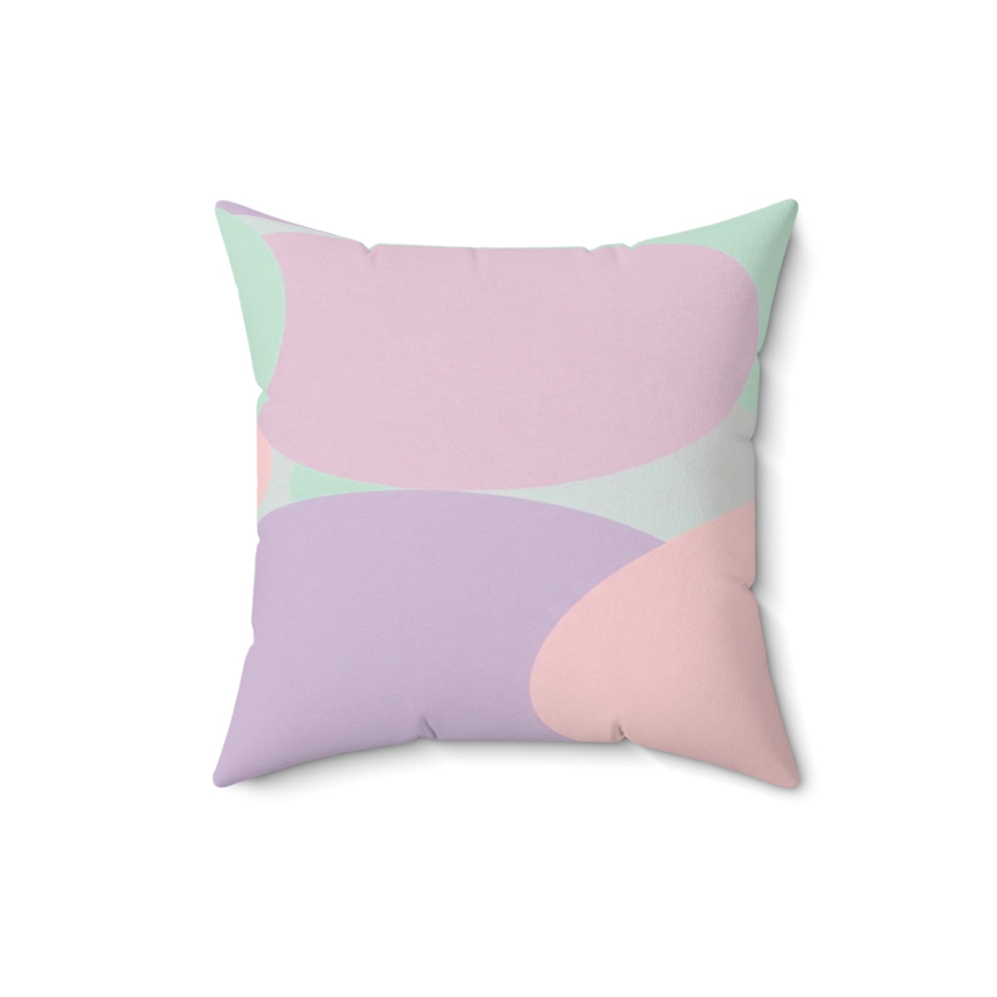 Pastel Peach and Soft Green Patches 16" x 16" Faux Suede Square Pillow