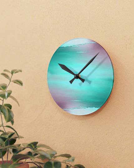 Green Sea Lavender Fog Acrylic Round Wall Clock, 8" x 8"
