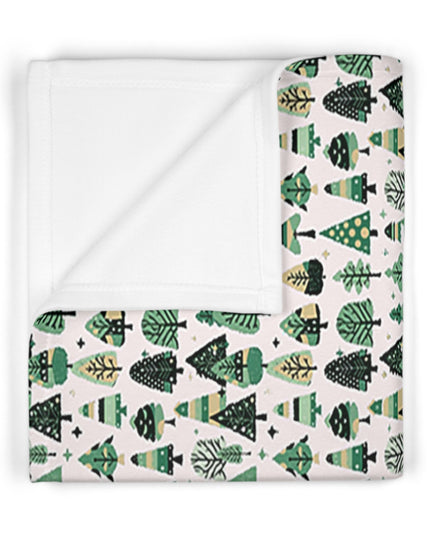 Mini Vintage Green Trees Soft Fleece Baby Blanket, 30" x 40"