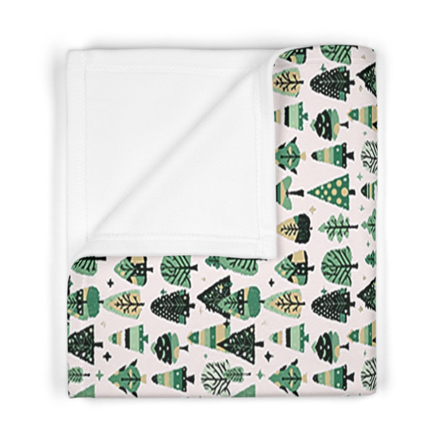 Mini Vintage Green Trees Soft Fleece Baby Blanket, 30" x 40"