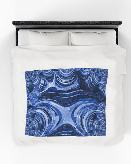 Uzi Spiral Deep Blue Velveteen Plush Blanket, 50" x 60"