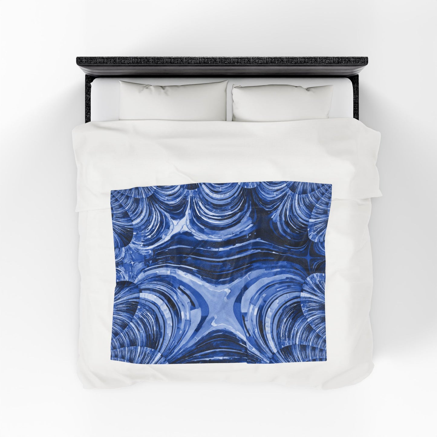 Uzi Spiral Deep Blue Velveteen Plush Blanket, 50" x 60"
