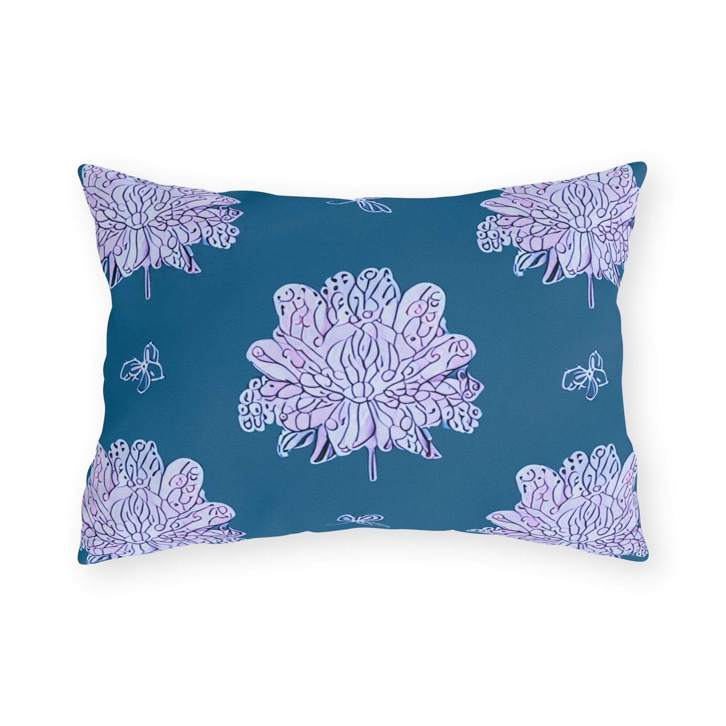 Lavender Floral Butterflies 20" x 14" Outdoor Pillow