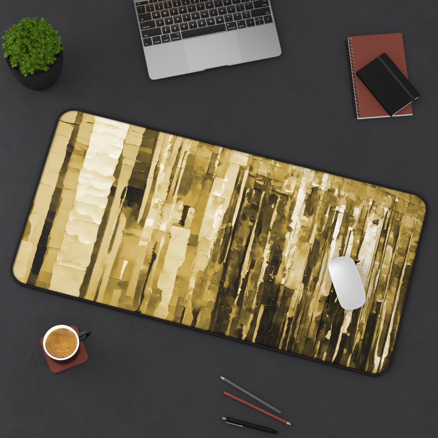 Striped Light Brown 16" x 32" Desk Mat