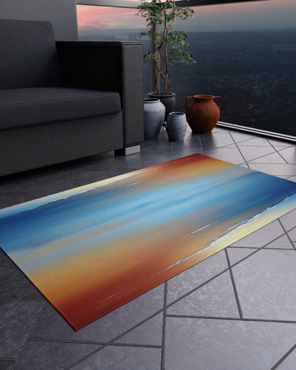Blue Sea Red Orange Fog Outdoor Rug, 36" x 60"