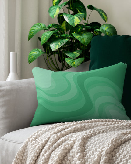 Mint Green Wavey Spun Polyester Lumbar Pillow, 20" x 14"