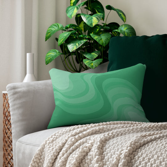 Mint Green Wavey Spun Polyester Lumbar Pillow, 20" x 14"