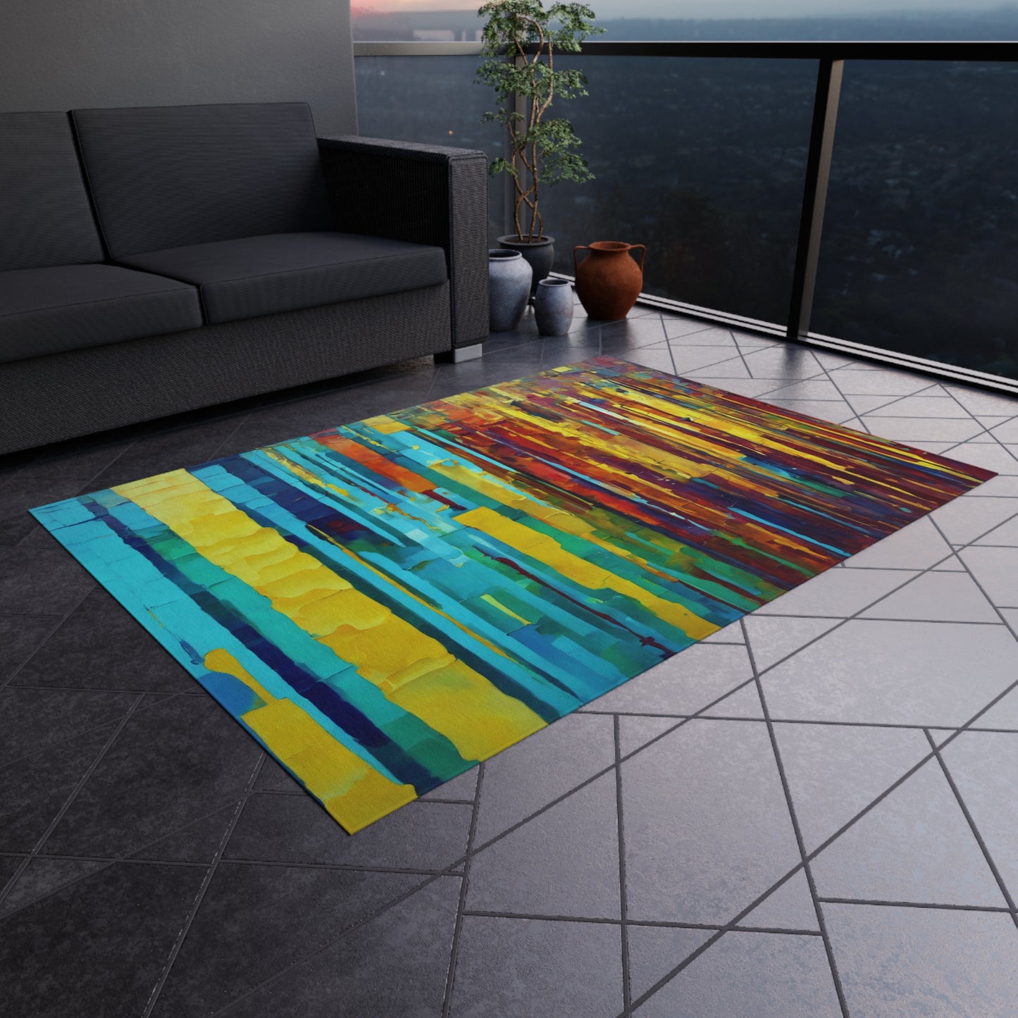 Striped Alpha Outdoor Rug, 60" x 84"