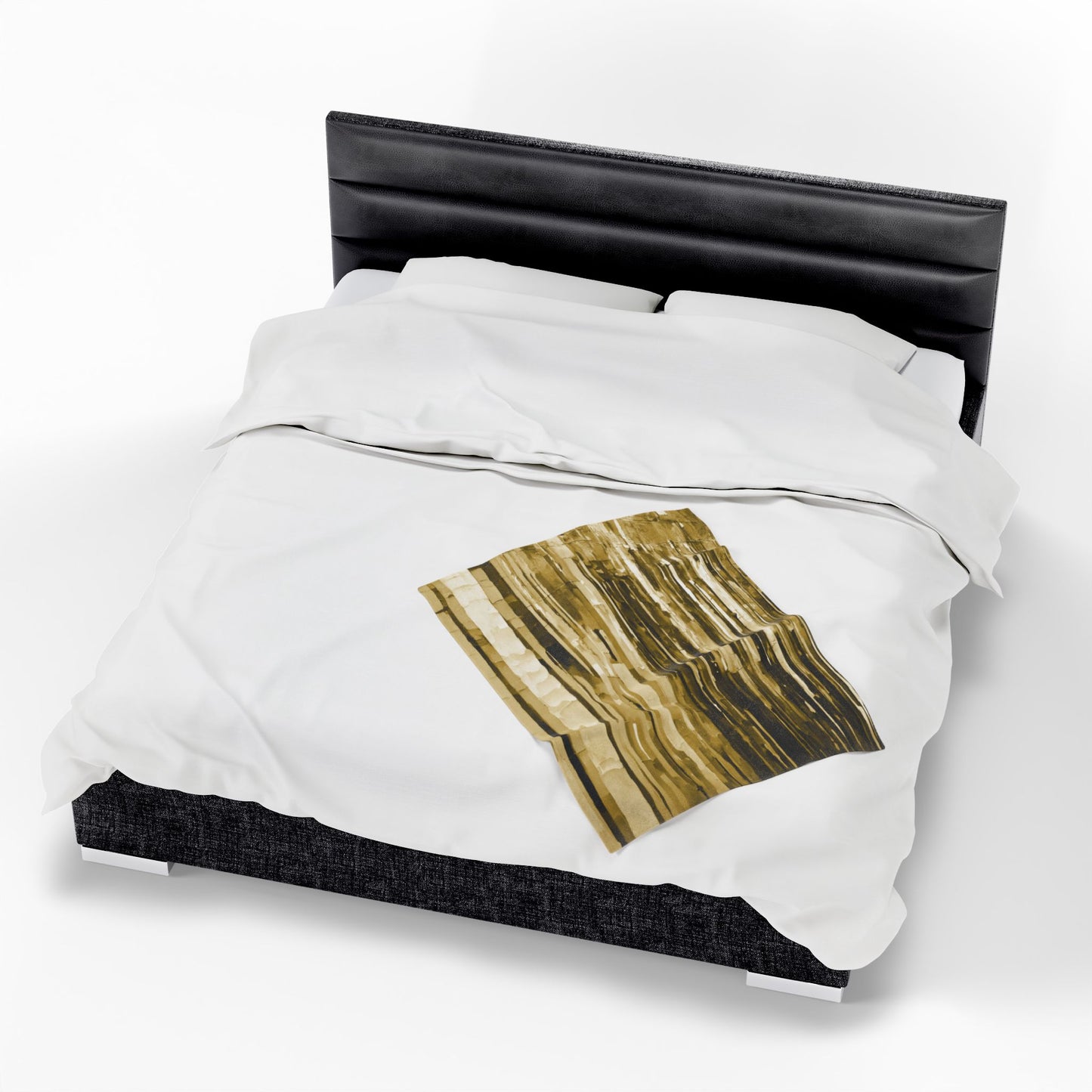 Striped Light Brown Velveteen Plush Blanket, 30" x 40"