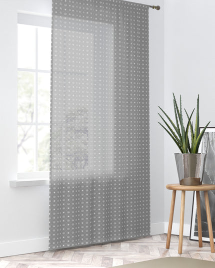 Desaturated Star-crossed Bodies Sheer Window Curtain, 50" x 84", partially transparent