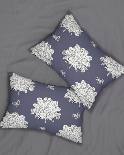 White Floral Butterflies Spun Polyester Lumbar Pillow, 20" x 14"