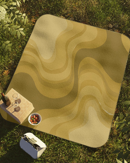 Brown Wavey 61" × 51" Picnic Blanket