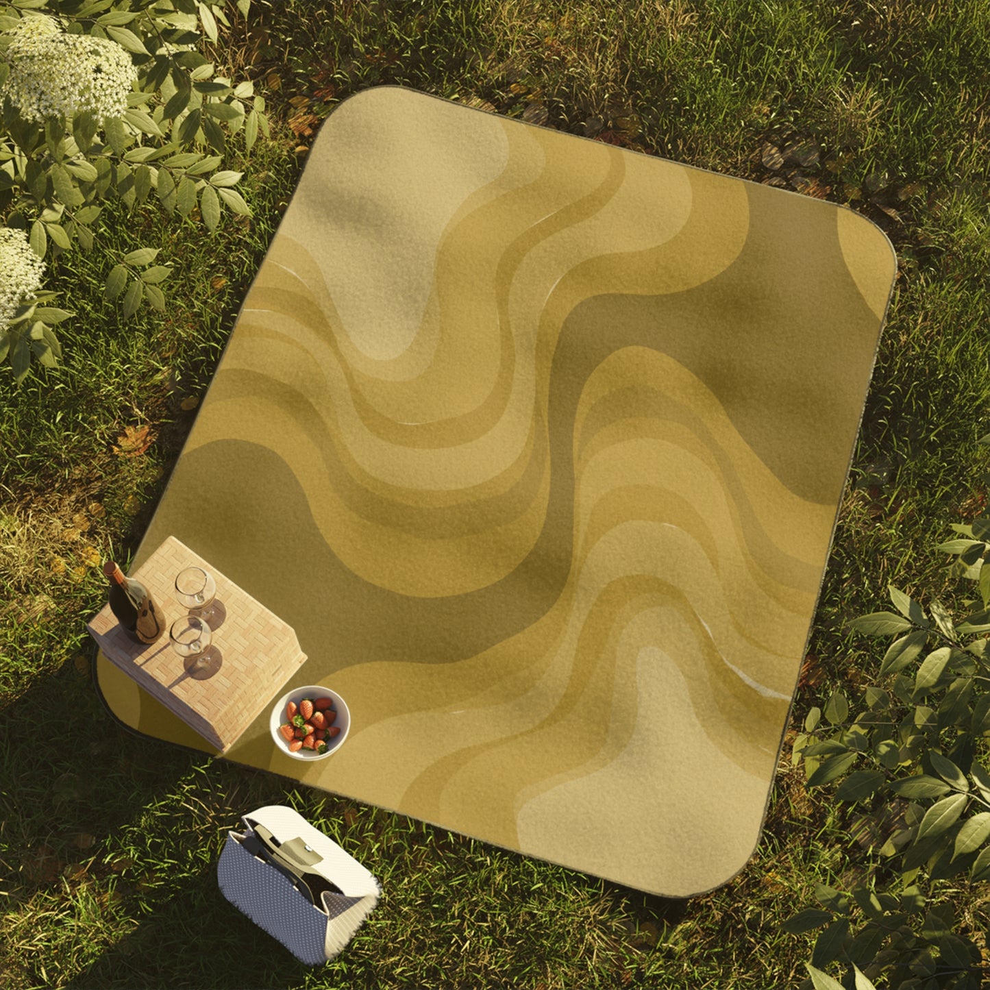 Brown Wavey 61" × 51" Picnic Blanket