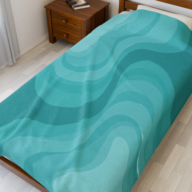 Tif Green Wavey Velveteen Plush Blanket, 60" x 80"