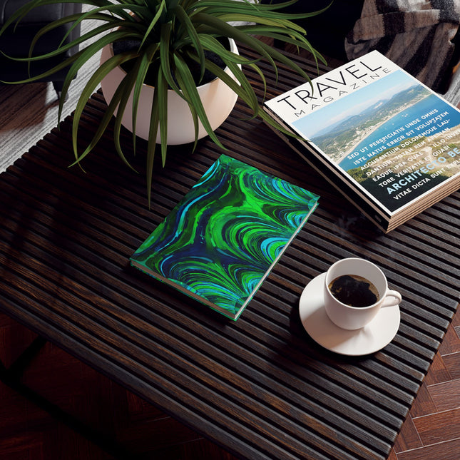 Uzi Spiral Blue Green 5.2" x 7.4" Hard Backed Journal with 128 blank pages