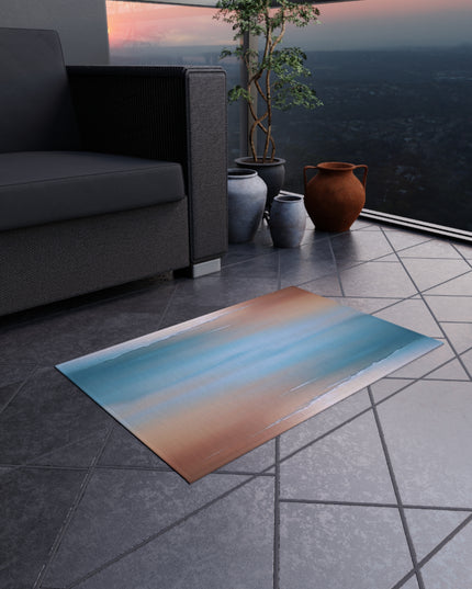 Blue Sea Peach Fog Outdoor Rug, 24" x 36"