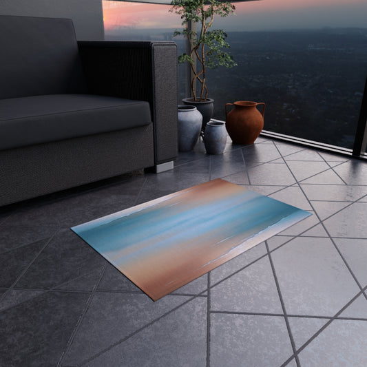Blue Sea Peach Fog Outdoor Rug, 24" x 36"
