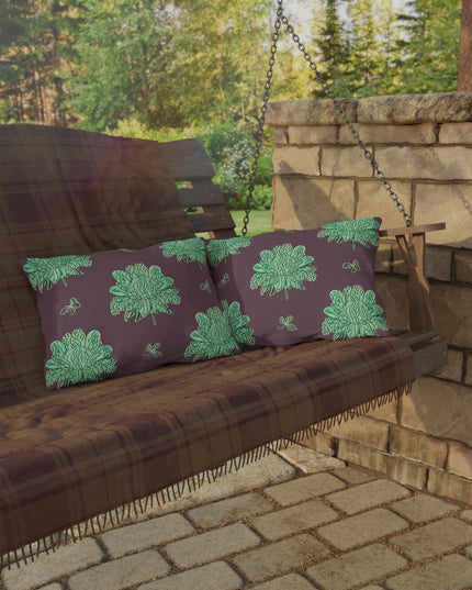 Mint Green Floral Butterflies 20" x 14" Outdoor Pillow