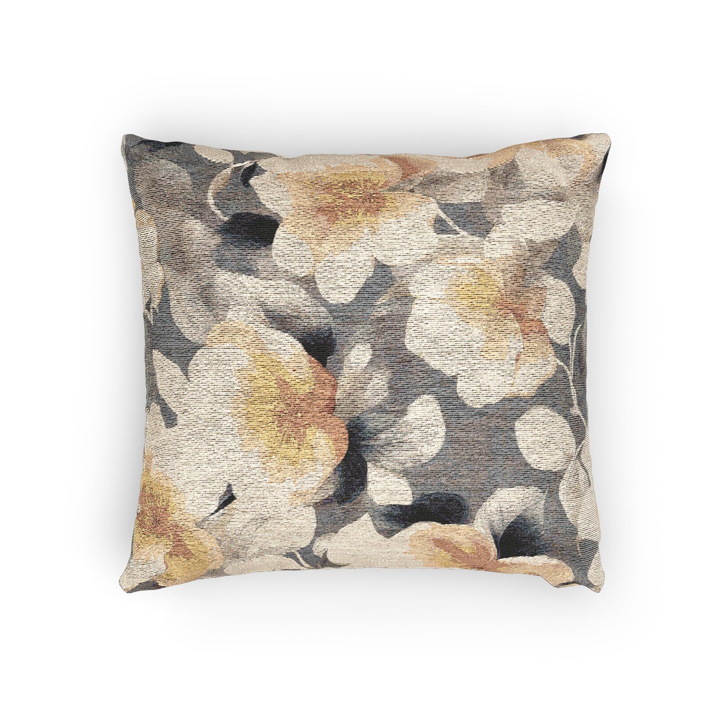 Light Orange Florals Woven Pillow, 17" x 18"