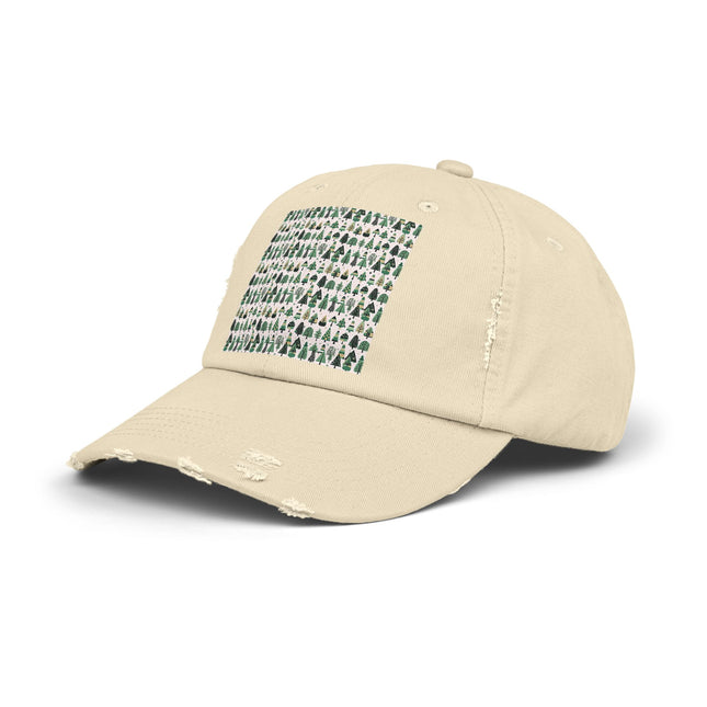 Mini Vintage Green Trees Unisex Distressed Cap