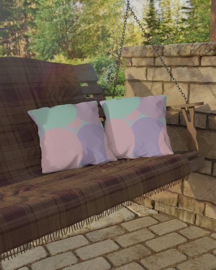 Pastel Peach and Soft Green Patches 16" x 16" Outdoor Pillows