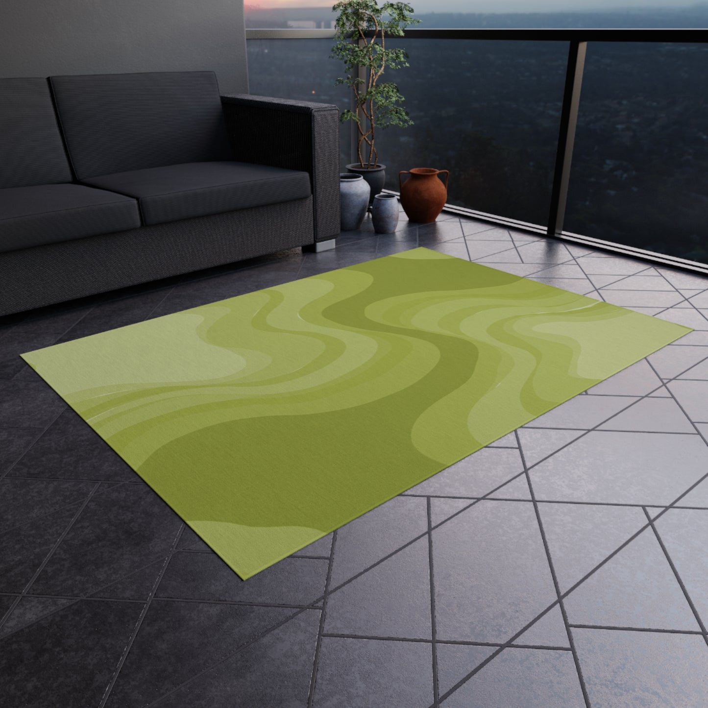 Lemon Wavey 60" x 84" Outdoor Rug