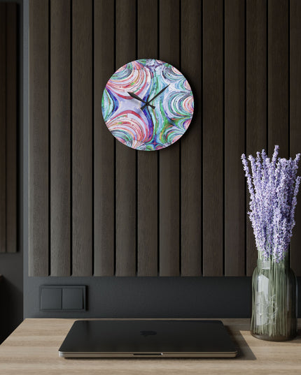 Uzi Spiral Pastels Acrylic Wall Clock, Round or Square, 10.75" x 10.75"