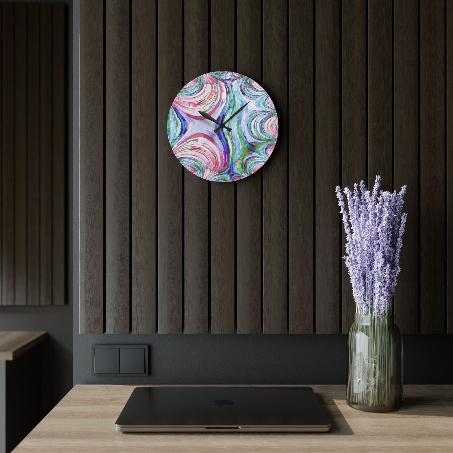 Uzi Spiral Pastels Acrylic Wall Clock, Round or Square, 10.75" x 10.75"